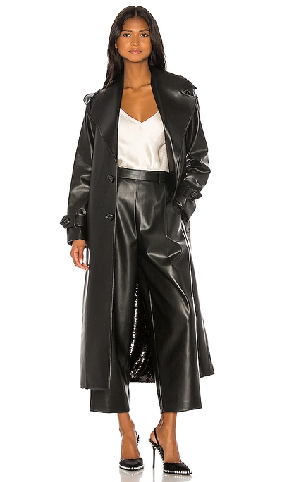 Shop Anouki Double Sided Faux Leather Sequin Trench In Black