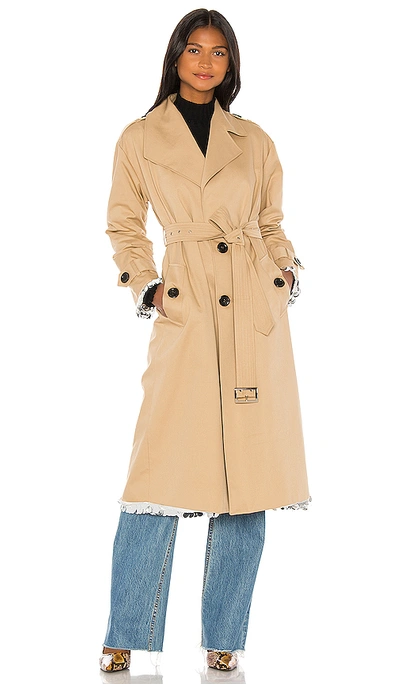 Shop Anouki Sparkly Silver Double Sided Trench Coat In Beige