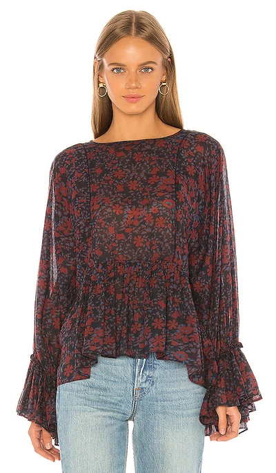 Shop Apiece Apart Midnight Shirred Top In Potpourri Black