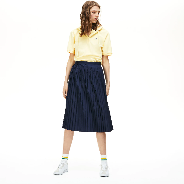 mid length pleated skirts navy