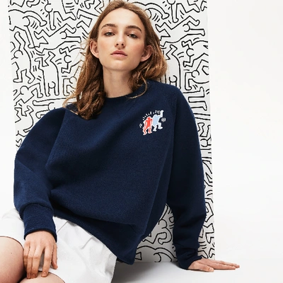 Lacoste Women's Keith Haring Design Cotton Blend Sweatshirt In Blue Chine |  ModeSens