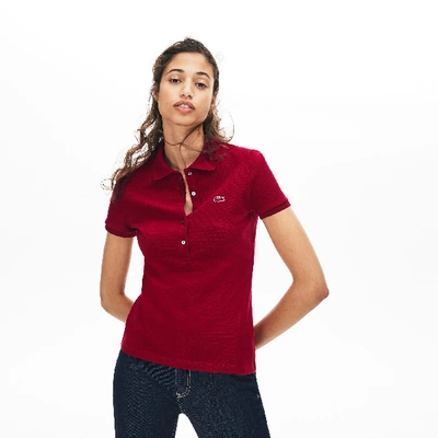 Shop Lacoste Women's Slim Fit Stretch Mini Cotton Piqué Polo Shirt In Bordeaux