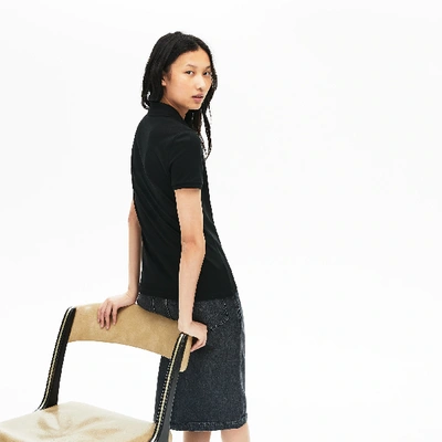 Shop Lacoste Women's Slim Fit Stretch Mini Cotton Piqué Polo Shirt In Black