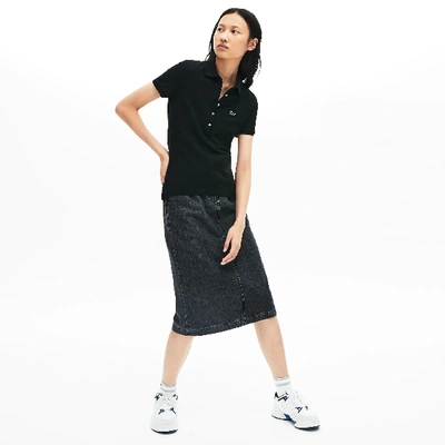 Shop Lacoste Women's Slim Fit Stretch Mini Cotton Piqué Polo Shirt In Black