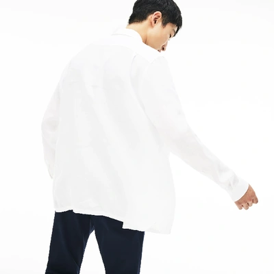 Shop Lacoste Men's Regular Fit Linen Shirt - 17¾ - 45 In White