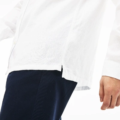 Shop Lacoste Men's Regular Fit Linen Shirt - 17¾ - 45 In White