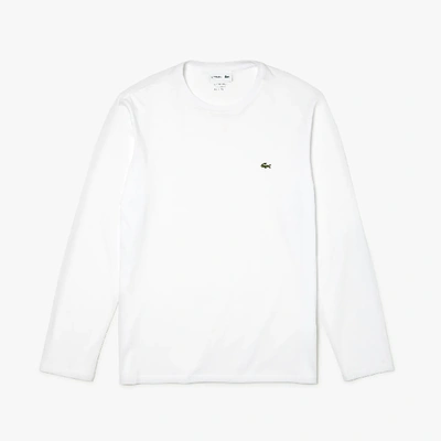 Shop Lacoste Long Sleeved Cotton Pima T-shirt - Xs - 2 In White