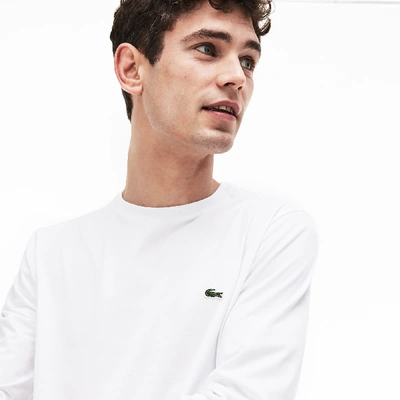Shop Lacoste Long Sleeved Cotton Pima T-shirt - Xs - 2 In White