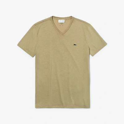 Shop Lacoste Men's V-neck Pima Cotton Jersey T-shirt - S - 3 In Beige