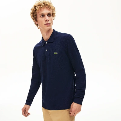 Lacoste Regular Fit Ultra Dry Long Sleeved Golf Polo In Blue