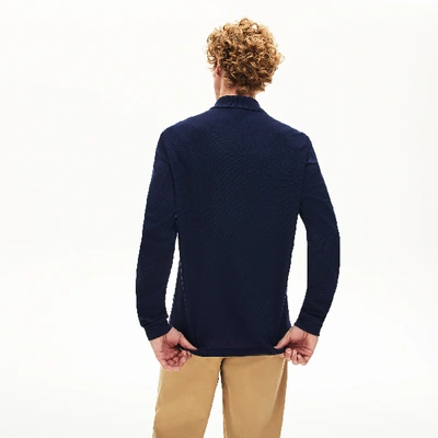 Lacoste Regular Fit Ultra Dry Long Sleeved Golf Polo In Blue