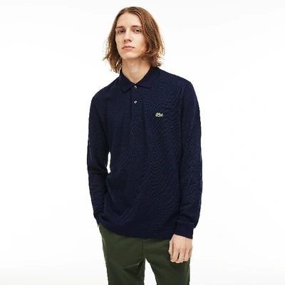 Lacoste Regular Fit Ultra Dry Long Sleeved Golf Polo In Blue