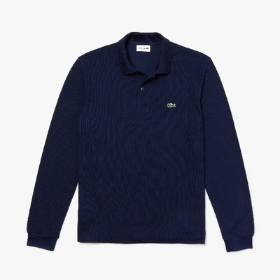 Lacoste Regular Fit Ultra Dry Long Sleeved Golf Polo In Blue