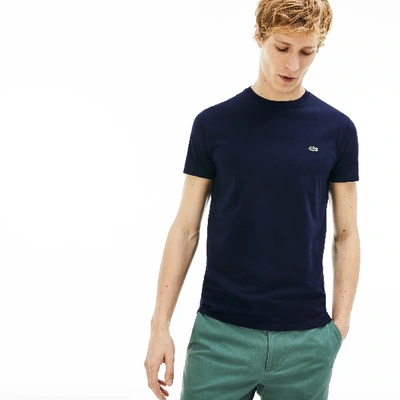 Shop Lacoste Monochrome Cotton Pima Jersey Crew Neck T-shirt - Xxl - 7 In Blue