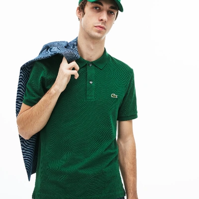 Shop Lacoste Men's Slim Fit Petit Piqué Cotton Polo - L - 5 In Green