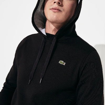 Shop Lacoste Men's Sport Hooded Fleece Tennis Sweatshirt In Black,grey Chine