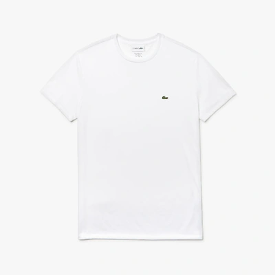 Shop Lacoste Monochrome Cotton Pima Jersey Crew Neck T-shirt - Xxl - 7 In White