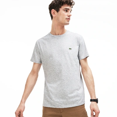 Shop Lacoste Men's Crew Neck Pima Cotton Jersey T-shirt - L - 5 In Grey