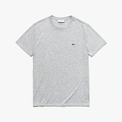 Shop Lacoste Men's Crew Neck Pima Cotton Jersey T-shirt - L - 5 In Grey