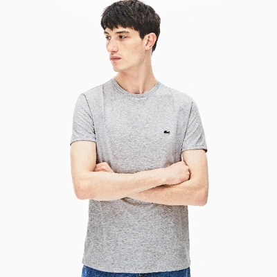 Shop Lacoste Men's Crew Neck Pima Cotton Jersey T-shirt - M - 4 In Grey