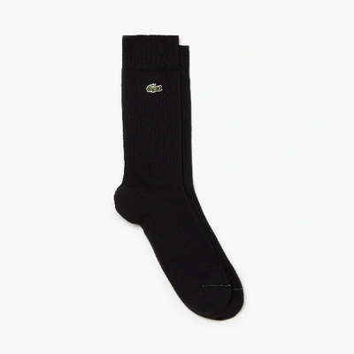 Shop Lacoste Men's Jersey Socks In Black