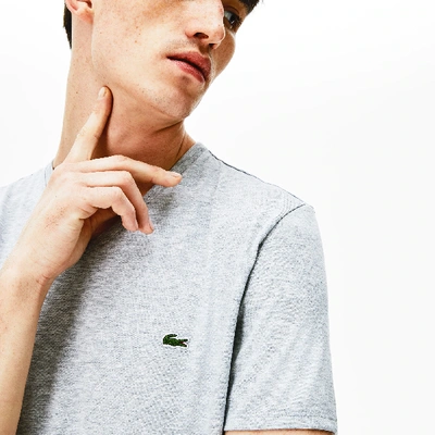 Lacoste V-neck Pima Cotton Tee In Grey
