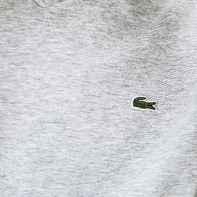 Lacoste V-neck Pima Cotton Tee In Grey