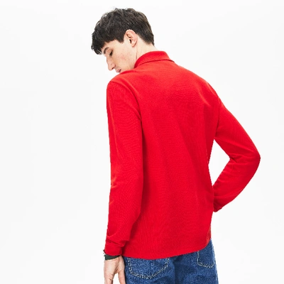 Shop Lacoste Men's Long Sleeve Cotton Polo - Xs - 2 In Red