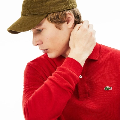 Shop Lacoste Men's Long Sleeve Cotton Polo - M - 4 In Red