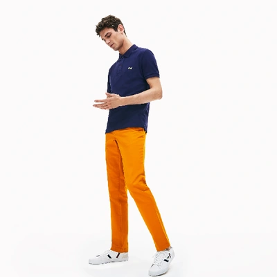 Lacoste Mens Navy Logo-embroidered Cotton-piqué Polo Shirt M In Blue
