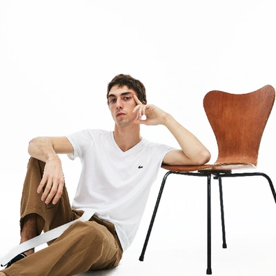 Lacoste Regular Fit V-neck T-shirt In White