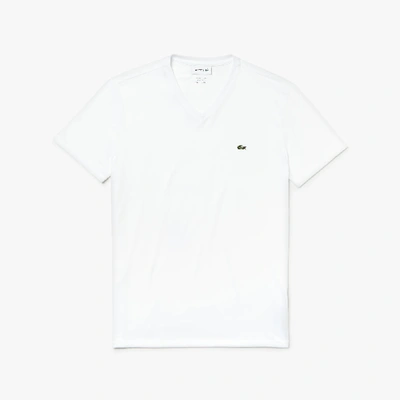 Shop Lacoste Men's V-neck Pima Cotton Jersey T-shirt - Xs - 2 In White