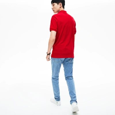 Lacoste Logo-embroidered Short-sleeved Cotton-piqué Polo Shirt In Red