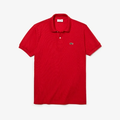 Lacoste Logo-embroidered Short-sleeved Cotton-piqué Polo Shirt In Red