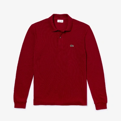 Shop Lacoste Men's Long Sleeve Cotton Polo - Xl - 6 In Red