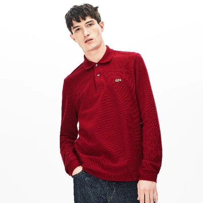 Shop Lacoste Men's Long Sleeve Cotton Polo - Xl - 6 In Red