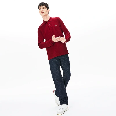 Shop Lacoste Men's Long Sleeve Cotton Polo - Xl - 6 In Red