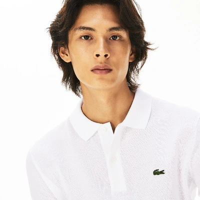 Lacoste Loose Fit Pique Polo Shirt In White