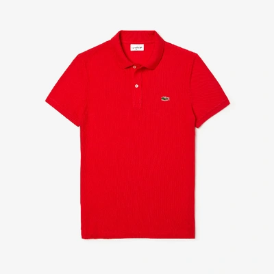 Shop Lacoste Men's Slim Fit Petit Piqué Cotton Polo - L - 5 In Red
