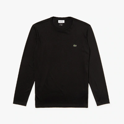 Shop Lacoste Long Sleeved Cotton Pima T-shirt - 3xl - 8 In Black