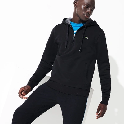 Shop Lacoste Men's Sport Hooded Fleece Tennis Sweatshirt In Black / Grey Chine
