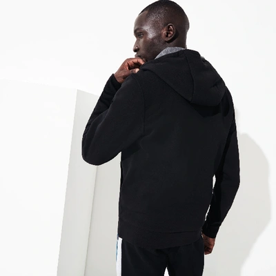 Shop Lacoste Men's Sport Hooded Fleece Tennis Sweatshirt In Black / Grey Chine