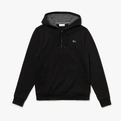 Shop Lacoste Men's Sport Hooded Fleece Tennis Sweatshirt In Black / Grey Chine