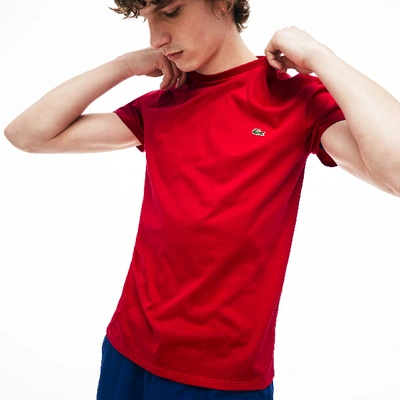 Shop Lacoste Men's Crew Neck Pima Cotton Jersey T-shirt - M - 4 In Red