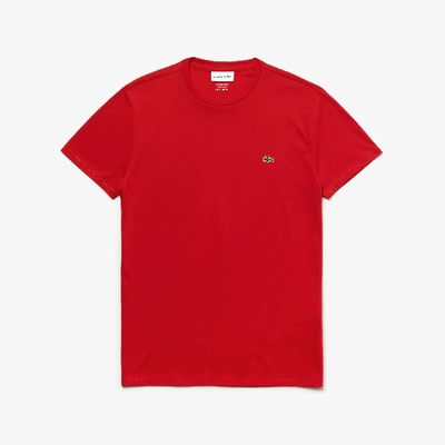 Shop Lacoste Men's Crew Neck Pima Cotton Jersey T-shirt - M - 4 In Red