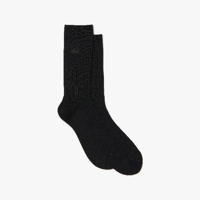 Shop Lacoste Men's Ribbed Socks - L In Black