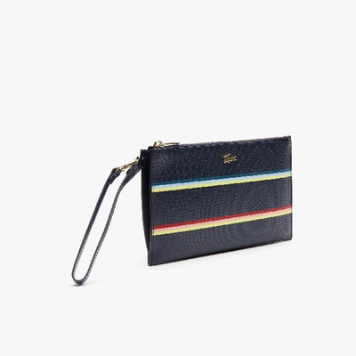 Shop Lacoste Women's Chantaco Leather Clutch In Strip Multico Peacoat