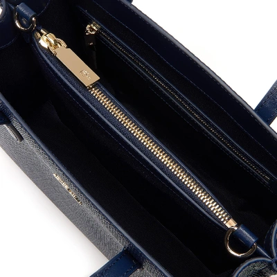 Shop Lacoste Women's Chantaco Dual Carry Piqué Zip Leather Tote In Peacoat