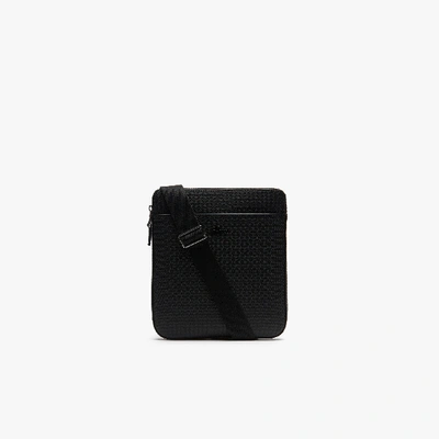 Shop Lacoste Men's Chantaco Matte Piqué Leather Flat Zip Bag - One Size In Black