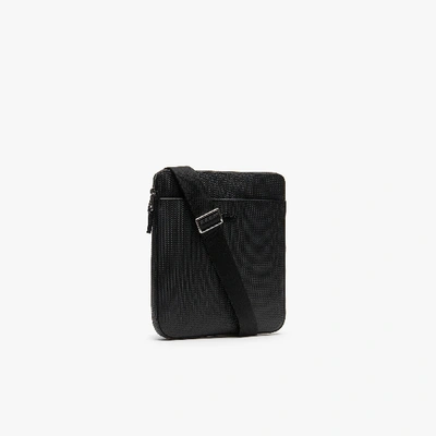 Shop Lacoste Men's Chantaco Matte Piqué Leather Flat Zip Bag - One Size In Black